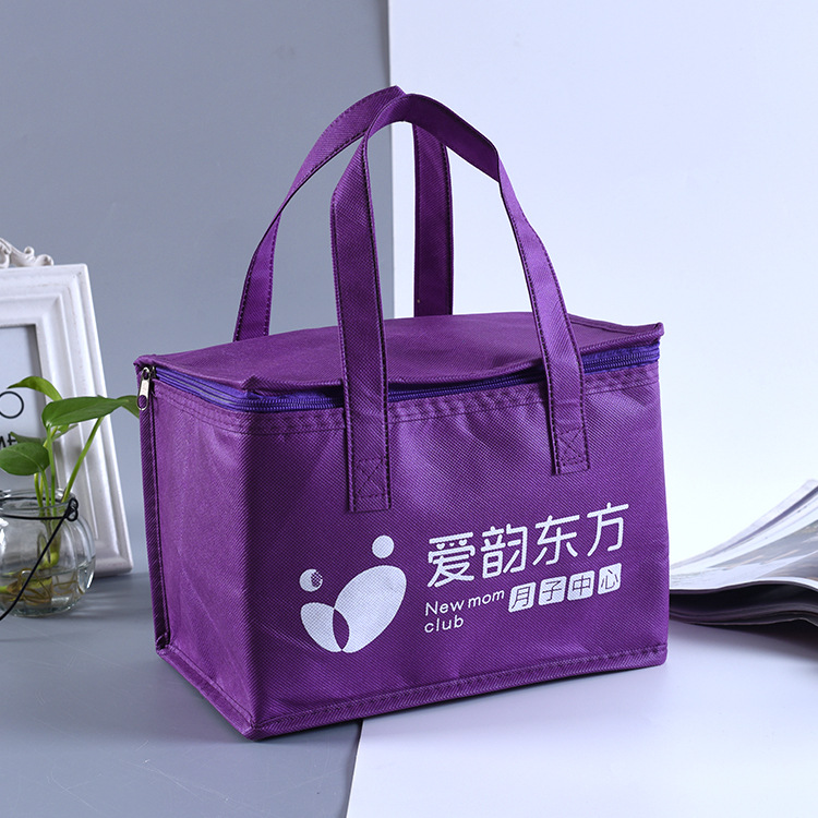 厂家专业直销logo野餐铝箔拉链保鲜手提冰包外卖便携无纺布保温包|ms