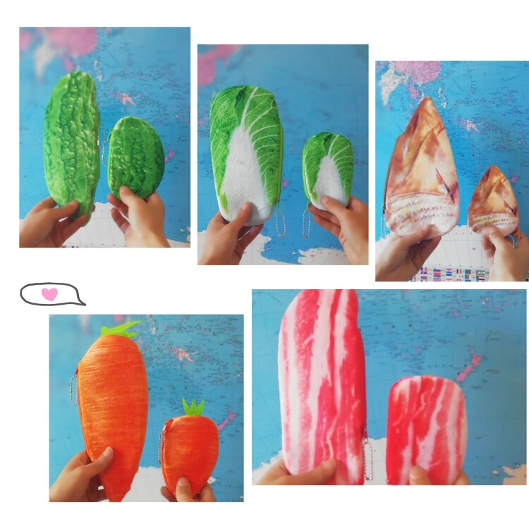 Creative Vegetables and Fruits Oversized Pencil Case Mobile Phone Bag Multifunctional Bag with Pendant Small Vegetable Wallet Carrot