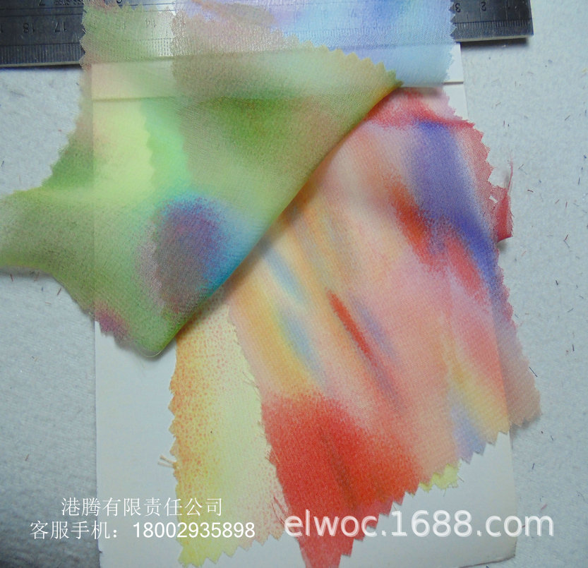 新款雪纺印花彩色薄 布料扎花 炫彩 扎染 彩虹 柔软雪纺 渐变4389