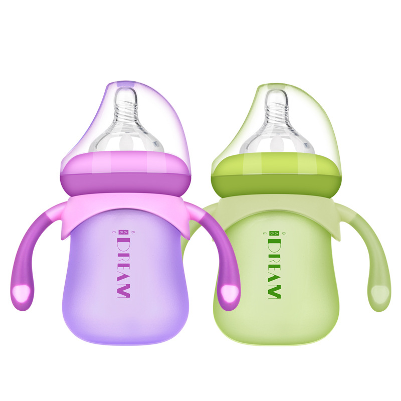 宽口径感温玻璃奶瓶新生儿宝宝防胀气160ml/240ml婴幼儿吸管奶瓶
