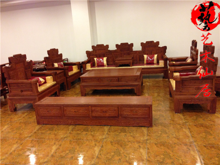红木家具非洲花梨沙发十一件套仿古客厅组合沙发实木沙发刺猬紫檀