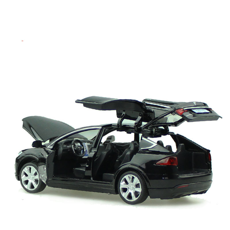 Baosilun seis puertas abiertas coche deportivo Tire hacia atrás el sonido y la luz del coche de juguete ala de gaviota puerta del coche de metal 6610 Tesla a granel