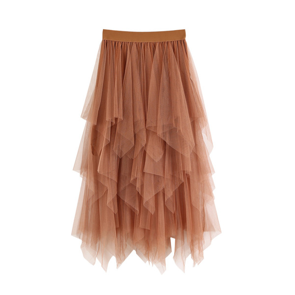 Summer fitted solid color colored long skirt