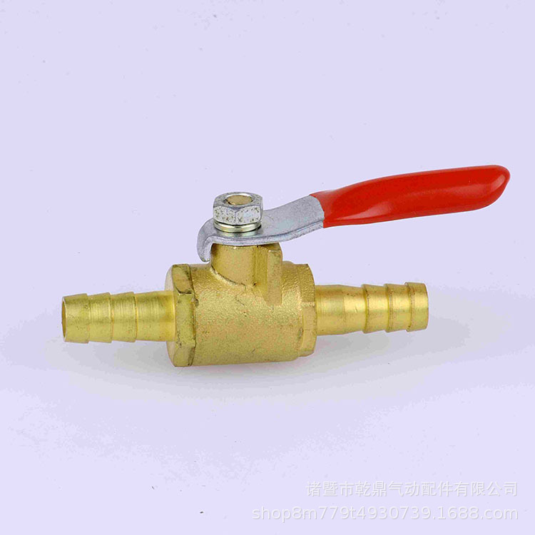 批发高品质黄铜气动配件 双头宝塔软管接头 红柄球阀门