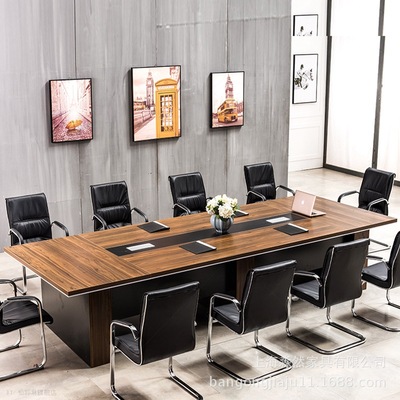 新款长方形办公桌会议桌长桌简约现代 办公家具会议洽谈桌椅组合|ms