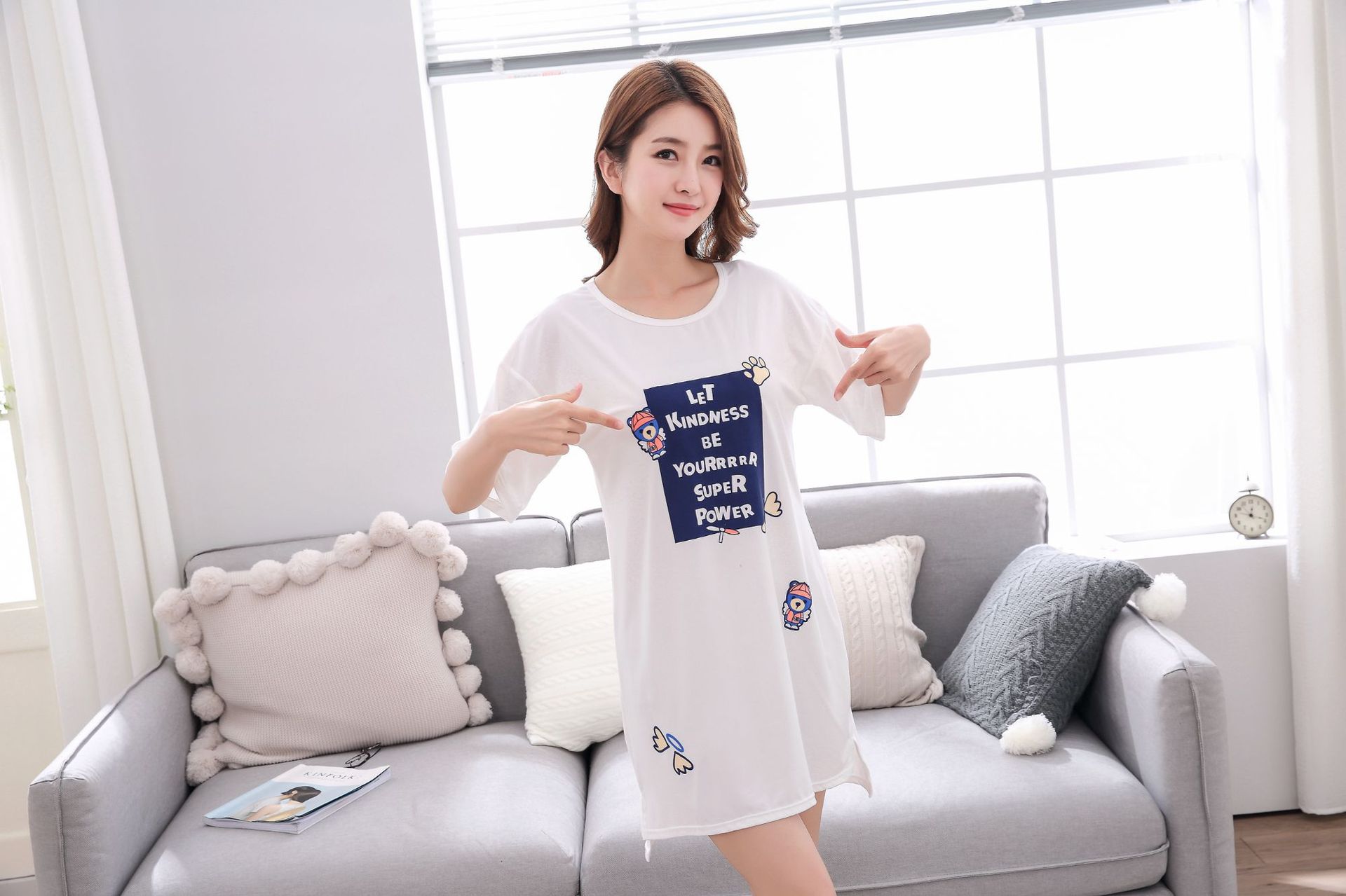 Cute Casual Style Short Sleeves Round Collar Polyester Lover’s Clothes Pajamas display picture 2