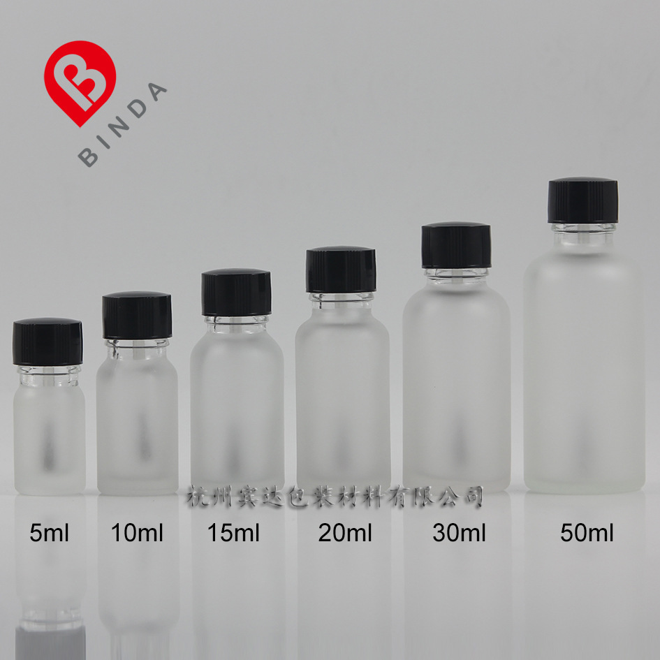 杭州宾达 5/10/15/20/30/50ml透明礞砂原料玻璃毛刷瓶
