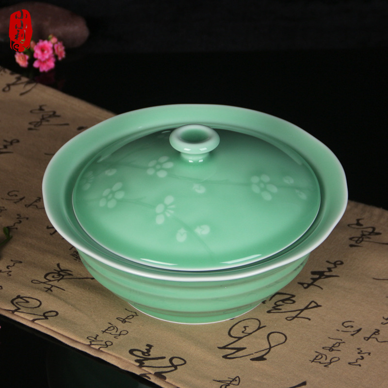 龍泉青瓷中式陶瓷帶蓋湯碗品鍋創意餐具家用大號湯盆防燙包郵