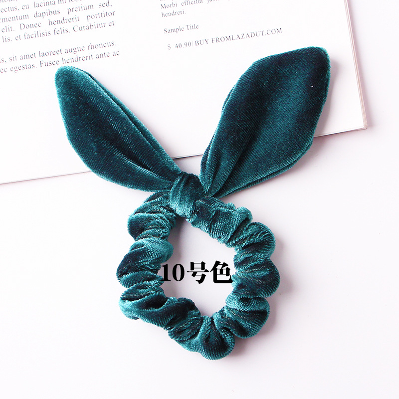 New Fashion Gold Velvet Steel Silk Rabbit Ear Flannel Korean Simple Fashion Cheap Hair Ring Wholesale display picture 5