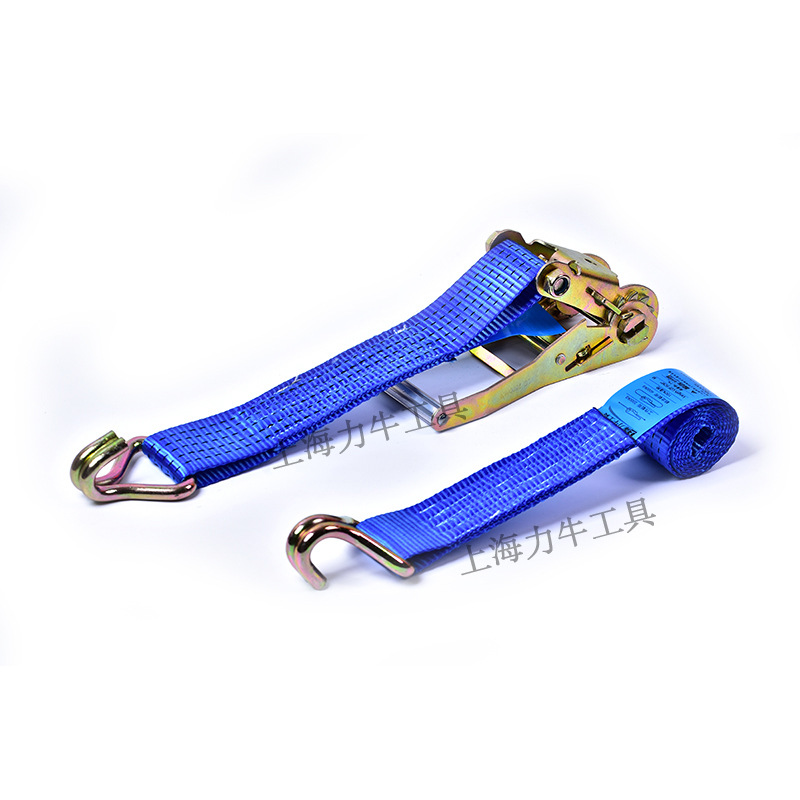 捆绑器托运涤纶捆绑带货车运输拉紧器铝手柄钢架2米重载加固带钩