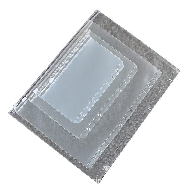 Venta al por mayor láser colorido botón transparente de hojas sueltas carpeta Shell A5A6A7 6-agujero de hojas sueltas cuaderno portátil