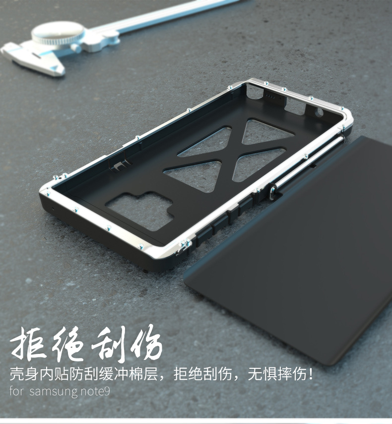 Armor King Iron Man Luxury Shockproof Stainless Steel Aluminum Metal Flip Case Cover for Samsung Galaxy Note 9