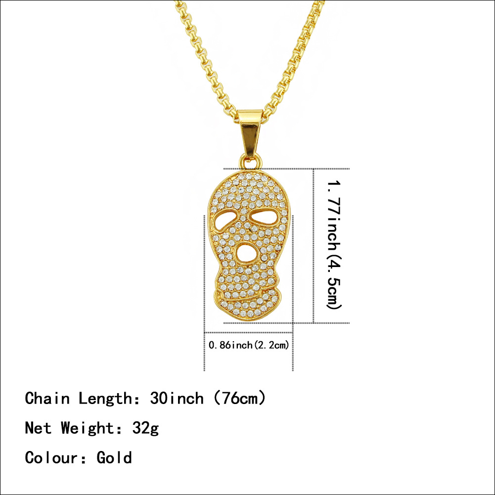 Fashion Diamond Hip Hop Pendant Necklace Men's Gold-plated Skull Hiphop Pendant Necklace display picture 2