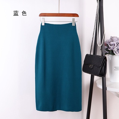 2018韩国东大门秋装新款女装性感显瘦包臀开叉针织半身裙