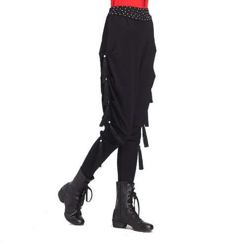 New sailor dance square dance teacher Guoguo's same fringed pants harem pants team performance costumes