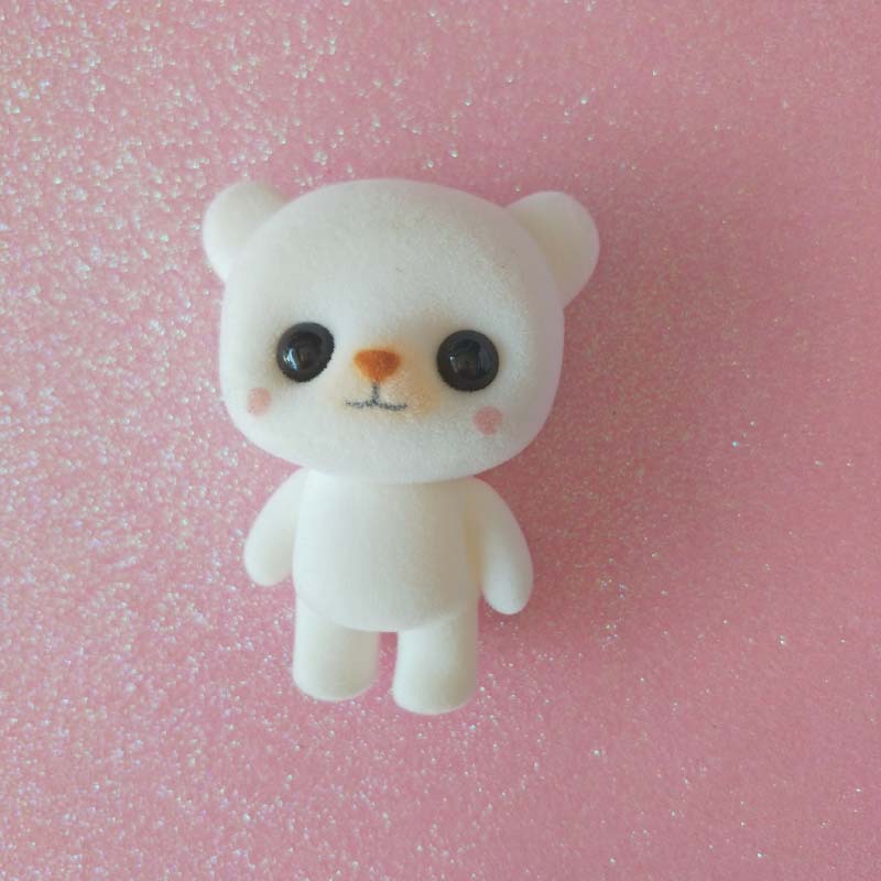 Japonés lindo pequeño animal flocado muñeca de juguete decoración japonés escritorio lindo regalo de la decoración de la joyería