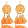 Demi-season knitted earrings with tassels handmade, Aliexpress, simple and elegant design, wholesale