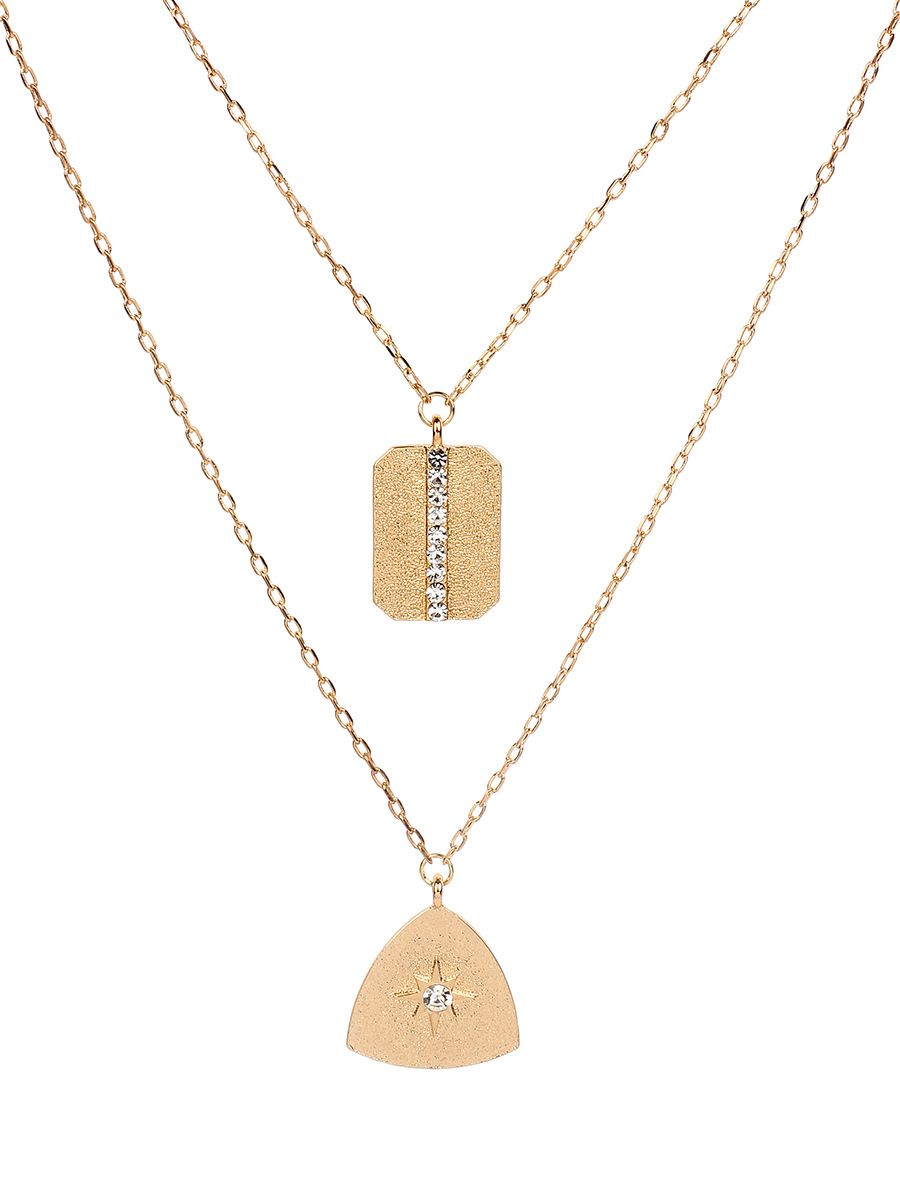 14g Weight Pendant Necklace Classification Travel Occasion Women'S Gender Gold, Silver Color Fashion Golden Square  Pendant Necklace Wholesale 4
