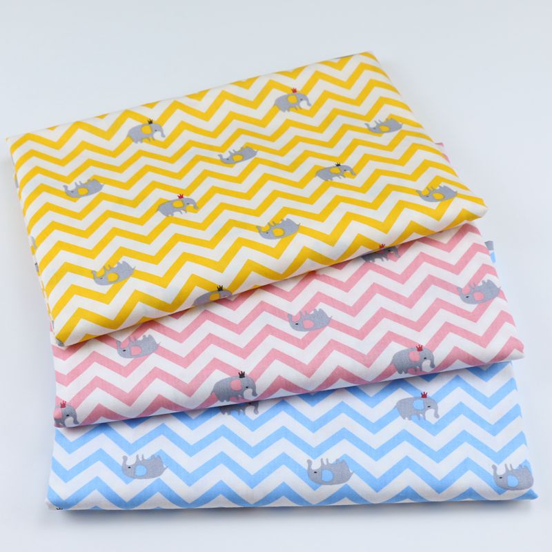 儿童卡通印花布料 水浪小象布料 宝宝全棉罩衣防晒衣斜纹棉布批发