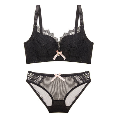 春夏新刺绣蕾丝内衣套装女日系性感聚拢收副乳无钢圈小胸文胸批发