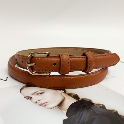 Women's Thin Belt New Korean Version Versatile Women's Thin Belt Pin Buckle PU Leather Belt Decorative Trouser Belt Factory Direct Sales