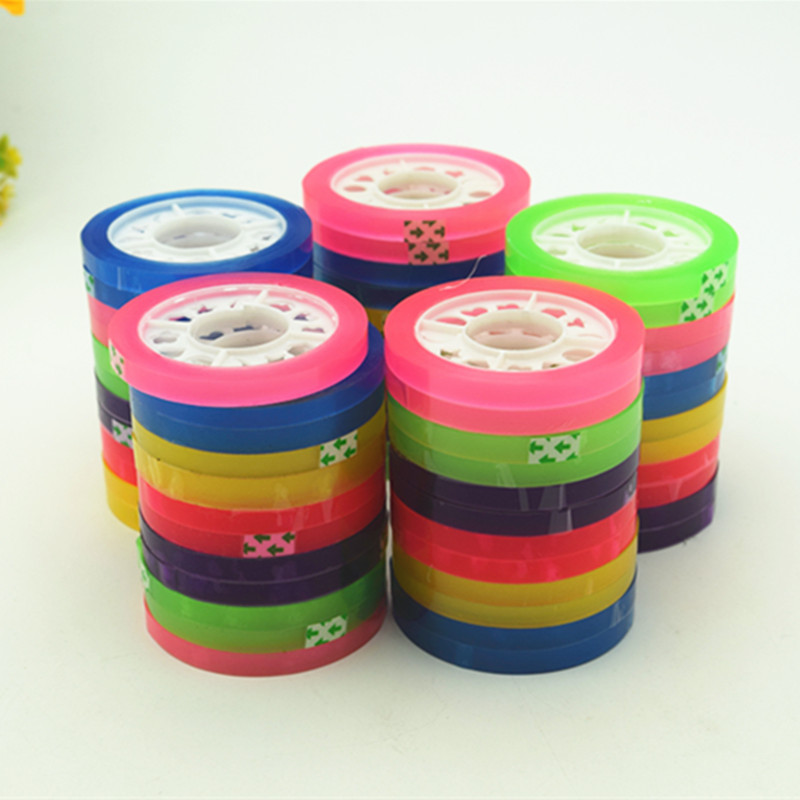 彩色文具胶带 学生小胶带 办公透明胶 打包透明小胶布 500