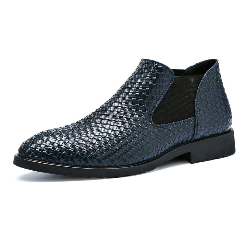 Men'S Leather Boots Knitted By Hand In Spring And Summer