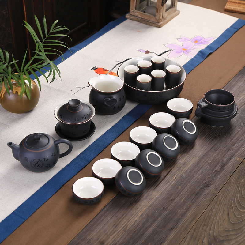 厂家批发陶瓷功夫茶具百福茶具套装高端礼品陶瓷礼盒礼品定制|ru