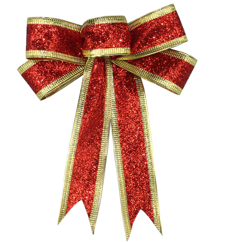15CM红色银色金色闪亮金葱粉圣诞蝴蝶结装饰_06