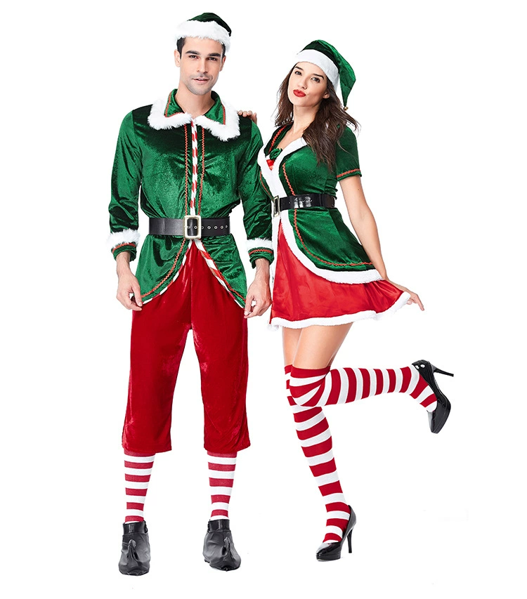 Cosplay&ware Ainclu Christmas Adult Womens Men Prestigious Santa Claus Helper Green Holiday Elf Cosplay Costume Sweet Dress Sets -Cosplayware Store 9438166896 1734513592.jpg