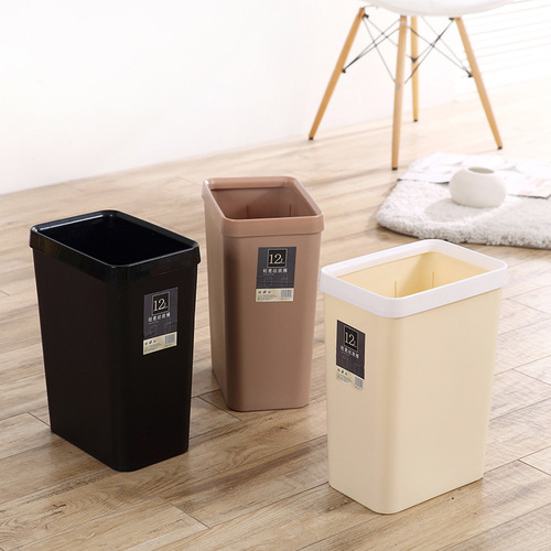 Creative Pressed Ring Trash Can Household Large Kitchen Bathroom Uncovered Plastic Office Square Waste Basket