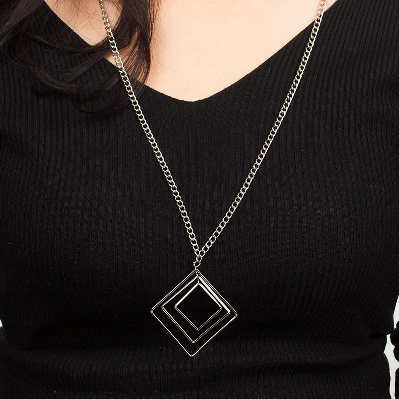 Sweater Chain Europe And America Simple Square Multi-layer Geometric Necklace display picture 10