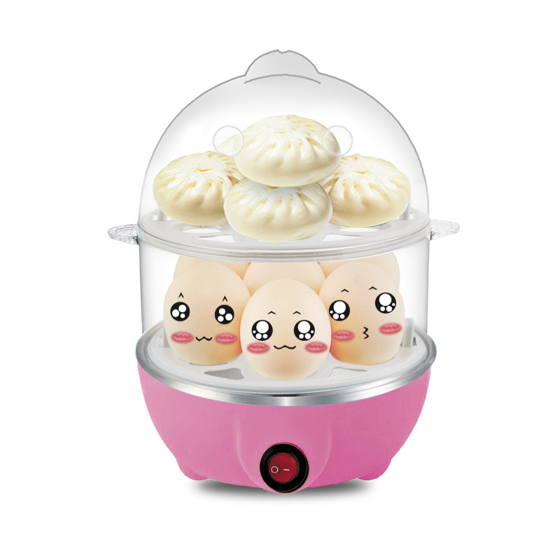 现货直销多功能双层蒸蛋器防干烧蒸蛋器迷你不锈钢鸡蛋煮蛋器塑料|ru