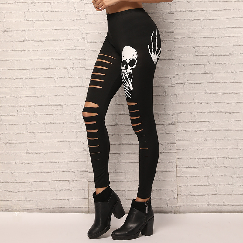 hot sale fashion print ripped tight leggings NSHEQ60367