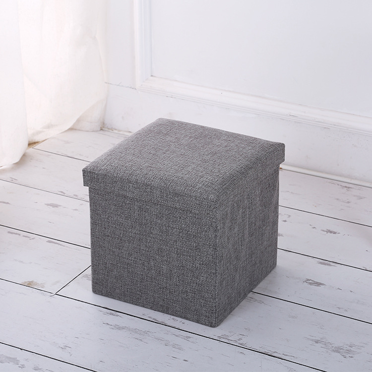 麻布收纳凳家居换鞋凳收纳储物折叠整理箱可定制logo促销礼品厂家