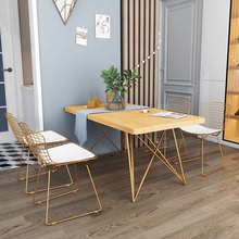 Nhà hàng bàn ăn gỗ rắn sáng tạo Bắc Âu có bàn hình chữ nhật và ghế kết hợp cafe rèn sắt bàn lẩu Bàn ăn
