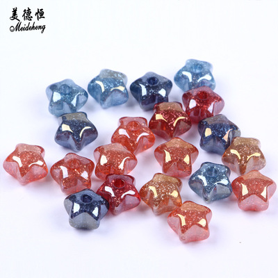 亚克力镀彩单孔银粉五角星 创意头饰diy收尾珠 头饰配件材料批发