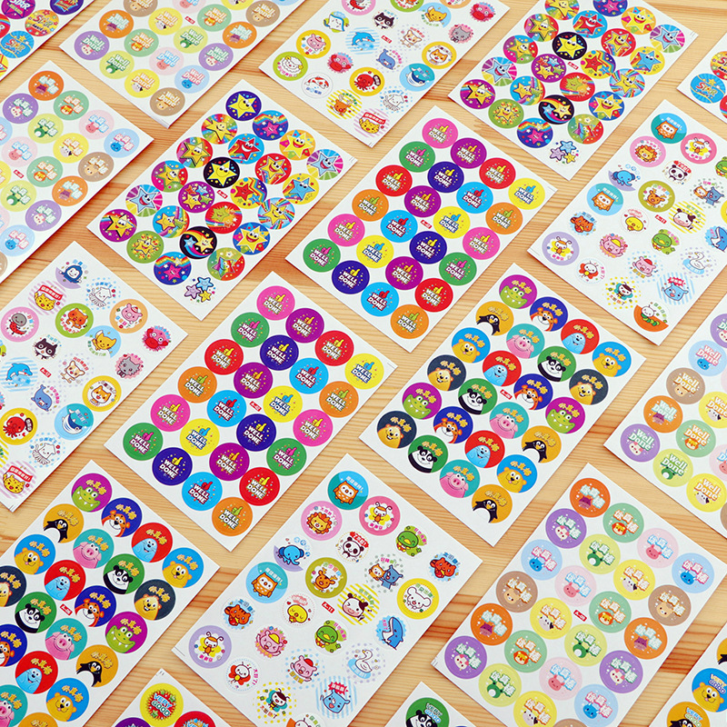 Korean Creative Cute Cartoon Animal Stickers Student Award Stickers Chinese and English Children's Adhesive Stickers A- 01