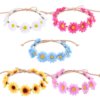 Straw hat rope long pointed corner sun flower ring small chrysanthemum hair belt woven small daisy hair strap