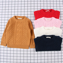 新款韓版童裝針織圓領男童毛衣純色秋冬寶寶中小童套頭打底衫
