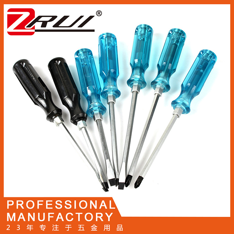 Monocromo pvc transparente tocando destornillador Cruz ciruela destornillador herramienta