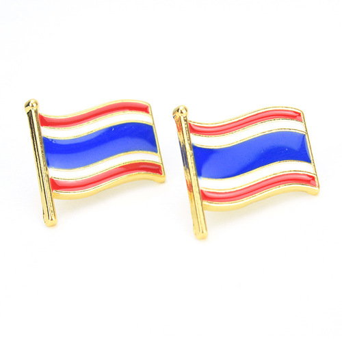 Thailand flag badge, travel metal souvenir, national landmark building pattern effect refrigerator magnet