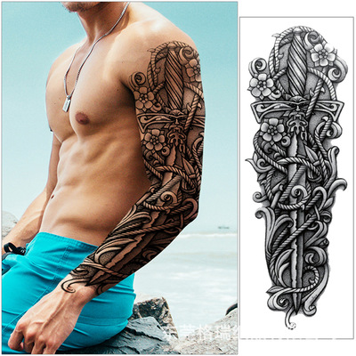 All arm tattoo stick Water transfer Tattoo Sticker Temporary Tattoo Big picture Flower arm customized wholesale tattoo