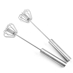 Handheld Semi-Automatic Egg Beater, Stainless Steel Rotating Whisk, Manual Mixer, Home Use Egg Whisk