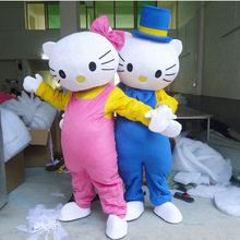 情侣KT卡通表演服装可爱猫咪卡通动物服装 商场活动行走人偶服装