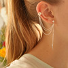 Fashionable metal ear clips with tassels, earrings, European style