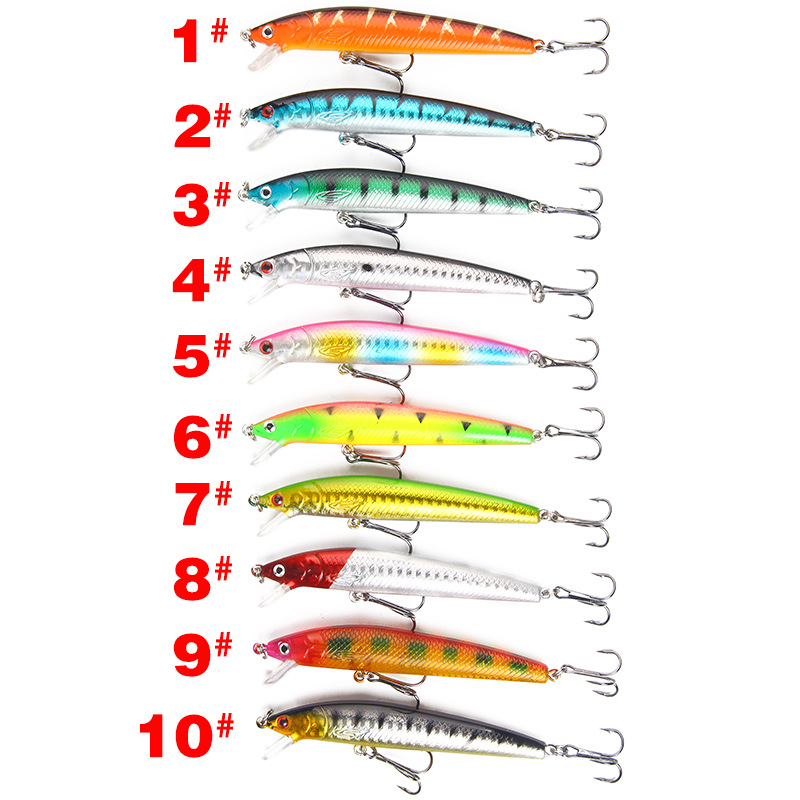 Floating Minnow Lures 10 Colors Hard Plastic Baits Bass Trout Saltwater Sea Fishing Lure