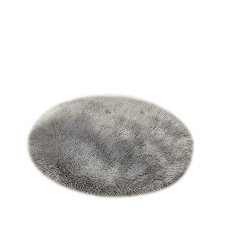 Round Australian sheepskin rug, plush long‑pile, multiple sizes 30–180 cm, soft floor mat