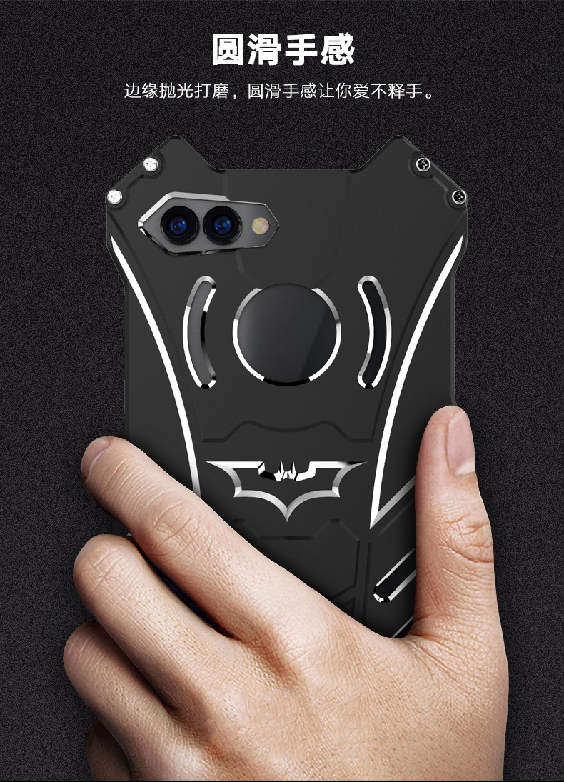 R-Just Batman Shockproof Aluminum Shell Metal Case with Custom Batarang Stent for Huawei nova 2s