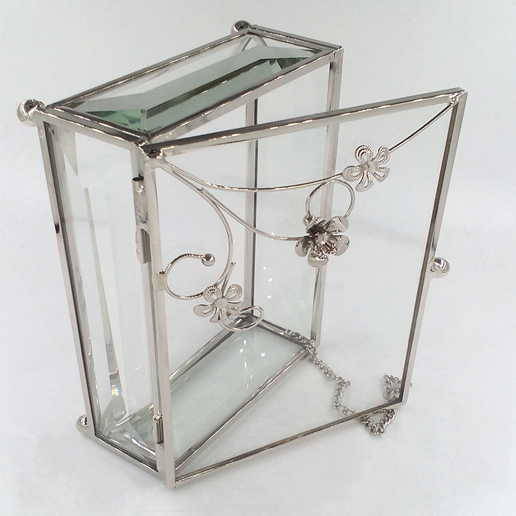 水镀加工厂镀银加工珠宝盒电镀镜面银长方形透明玻璃盒抛光镀亮银